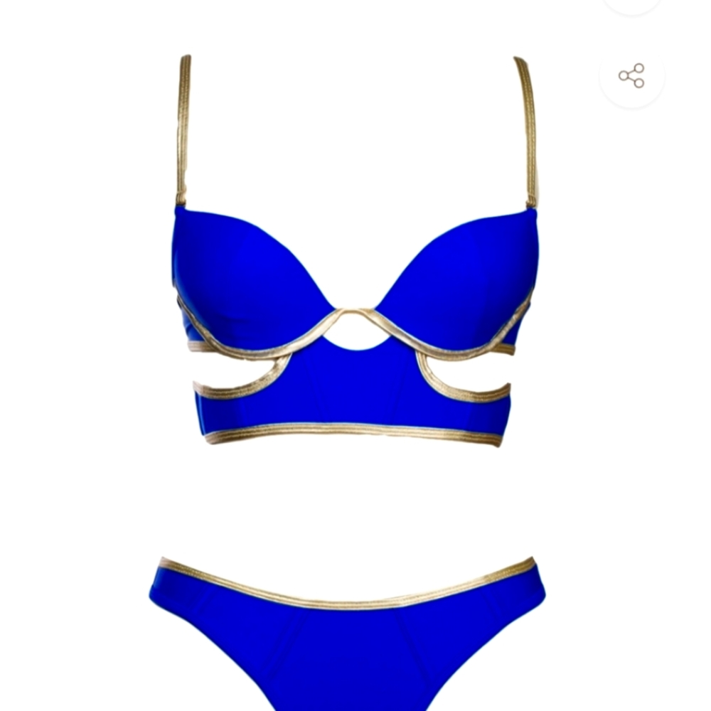 Deshi low waist bikini by andrea iyamah, blue S,M